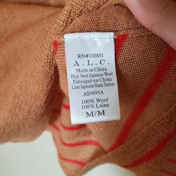 A.L.C Faye Asymmetrical Stripe Wool Sweater Brown - Picture 5 of 5